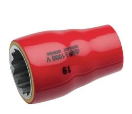 "Ključ nasadni 10 mm sa prihvatom 3/8"" i dužinom 30 mm. Višeslojna izolacija 1000V, unutrašnji žlebovi, hrom-vanadijum čelik, DIN EN/IEC 60900 NWS"